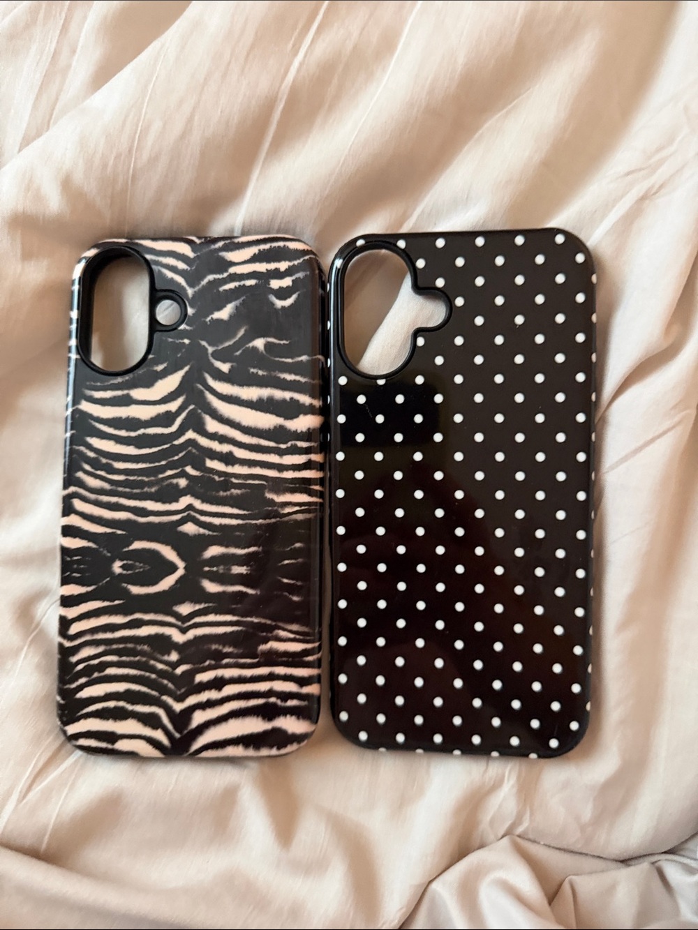 IPHONE 16 plus Black & White Zebra and Polka Dot Phone Case Duo